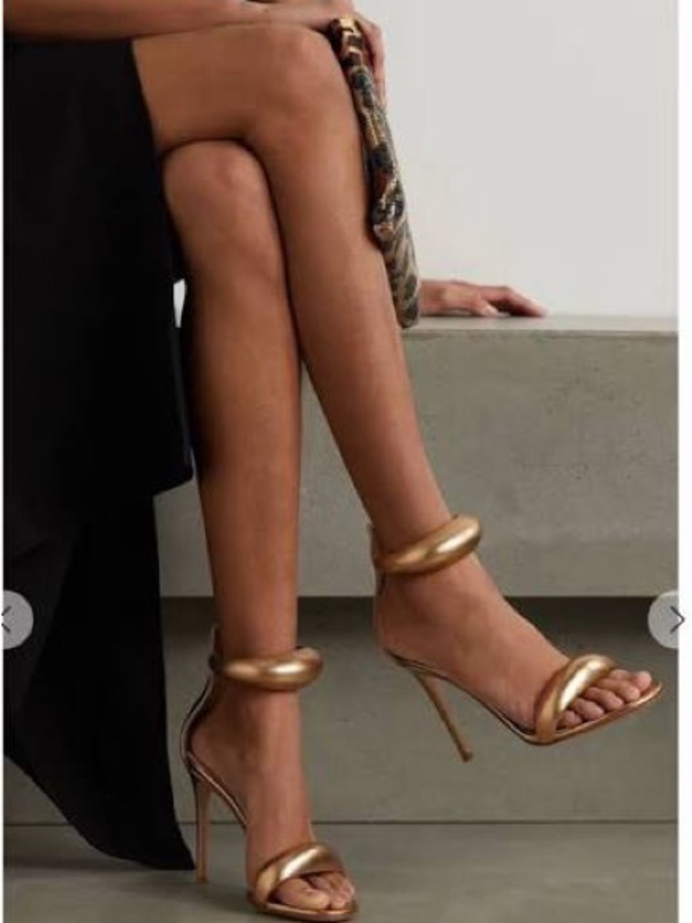 Gianvito Rossi Bijoux Ankle-Strap Metallic Leather Stiletto Sandals 38 - Picture 8 of 8